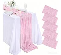 1/2/5 pièces Chemin de table plissé rose, nappe pliante de 6 pieds, décoration pour fête d'anniversaire, décoration de mariage, décoration de la maison pour les fêtes, décoration de table de salle à m