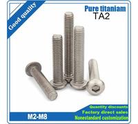 1/2/5 pièces M2 M2.5 M3 M4 M5 M6 M8 TA2 pur titane hexagone tête à six pans creux bouton Allen boulon Machine vis longueur 6-50mm ISO7380