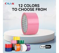 1/2/5 rouleaux, 12 couleurs, ruban d'emballage, 4,8 cm de large, 50 m de long, 4,5 cm de large, décoratif, convient pour le scellage de cartons, rose/blanc noir,transparent,Violet,vert,rose,rouge,jaun