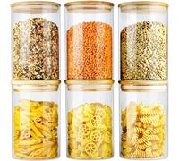 1/2/6 pièces Bocaux de rangement alimentaire en verre de cuisine, boîtes à sucre, bocaux hermétiques ronds en verre, contenants pour grains de café, boîtes de rangement d'épices de cuisine, ensemble d