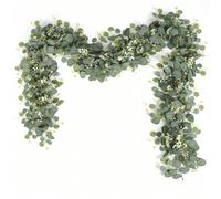 1/2/6 pièces Guirlande de fleurs artificielles blanches d'eucalyptus, 5,9 pieds/180 cm Couronne d'eucalyptus à feuilles argentées & gypsophile, Vigne de verdure artificielle pour mariage, fête, mantea