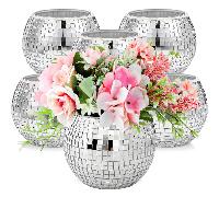 1/2/6 pièces Vase boule disco bohème, vase de décoration de fleurs artificielles en verre multicolore, support de bougie multifonction, bocal de rangement, organisateur de maquillage, bocal à bonbons,