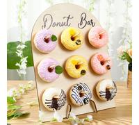 1/2 jeux de présentoir en bois pour barre à beignets de 26*35cm, convenant pour 9 beignets. Étagères d'affichage alimentaire, accessoires de décoration de desserts DIY, étagères de décoration de gâtea