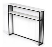 1~2 Niveaux Meuble Etagere Rangement Salon Etroite Moderne 2 Couleurs | Capacité Maximale 30Kg Étagère Robuste Rangement Bureau Poser Facile Assembler Balcon Cellier Couloir(Black,100*20*100cm)