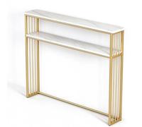 1~2 Niveaux Meuble Etagere Rangement Salon Etroite Moderne 2 Couleurs | Capacité Maximale 30Kg Étagère Robuste Rangement Bureau Poser Facile Assembler Balcon Cellier Couloir(Gold,150*20*100cm)