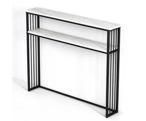 1~2 Niveaux Meuble Etagere Rangement Salon Etroite Moderne 2 Couleurs | Capacité Maximale 30Kg Étagère Robuste Rangement Bureau Poser Facile Assembler Balcon Cellier Couloir(Black,80*20*100cm)