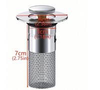 1/2 Pack Bouchon de bonde de lavabo en acier inoxydable avec panier de filtre amovible, s'adapte au couvercle de bonde de baignoire/douche, collecte les cheveux, bouchon de remplacement facile à clips