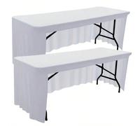 1/2 paquets Jupes de nappe élastiques, en polyester spandex fabriqués à la machine pour s'adapter à diverses occasions 1 pièce 6 pieds 75 x 183 cm,2 pièces 4 pieds 75*122 cm,2 pièces 6 pieds 75 x 183 