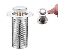 1/2 Pcs Bonde Lavabo Universel, Filtre de Vidange évier à Rebond Bouchon d'évier en Acier Inoxydable Crépine Vidange avec Panier Filtrant Amovible pour évier de Cuisine de Vanité de Salle Bain