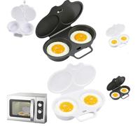1/2 Pcs Instant Egg Steamer Microwave with Lid, Dual-Cavity Plastic Microwave Egg Poacher Nonstick, for Home Office Kitchen Gadgets, Breakfast, Healthy Meals and Protein Additions，2pc