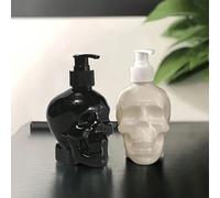 1/2 pièce Distributeur de savon design crâne 350 ml - Bouteille à pompe en plastique PET rechargeable, convient pour le lavage des mains, le shampooing et le gel douche - Bouchon à vis, sans parfum -