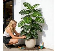 1/2 pièce Grand arbre de bambou artificiel à carapace de tortue, plante de palmier artificielle, feuilles de carapace de tortue en plastique, plante de paysage artificielle tropicale, convient pour la
