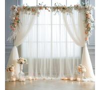 1/2 pièce Rideau transparent beige en forme d'arche, rideau de fond de fête, rideau en filet pour arche de mariage, décoration de mariage et de fête, tissu de fond crème, décoration de baby shower, dé