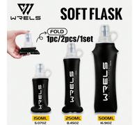1/2 pièces/1 set Bouteille d'eau de sport souple et pliable noire, convient pour le fitness, le cyclisme, la course, facile à transporter, avec sac d'eau à valve de morsure en silicone L,M,S,L + une p