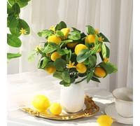 1/2 pièces Bouquet de fleurs de citron artificielles de 30 cm, comprenant divers fruits et feuilles, effet de lumière du soleil sur les branches. Décoration florale artificielle grande taille, convien