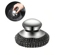 1/2 pièces Brosse à casserole en acier inoxydable avec manche, tampon à récurer pour la vaisselle ultra-résistant, brosse de nettoyage en laine d'acier, convient pour les casseroles, poêles, grils, év