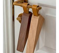 1/2 pièces Butée de porte en bois, cale-porte, cale de porte en bois unique avec base antidérapante et poignée - Butée de porte en bois robuste, empêche les courants d'air, le claquement des portes et