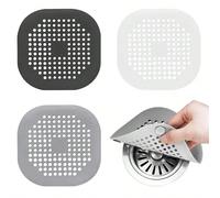 1/2 pièces Capteur de cheveux, Grille d'écoulement de douche carrée, Bouchon de cheveux en silicone avec ventouse, Filtre d'évier, Bouchon de vidange de baignoire/douche, Bouchon anti-odeur en silicon