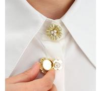 1/2 pièces Clip de couverture de bouton pour chemise, décoration de chemise sans couture, clip de col floral en métal élégant pour chemise, costume, robe, accessoire de mode cadeau Taille Unique,1 piè