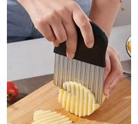 1/2 pièces Coupe-légumes à lame ondulée en acier inoxydable, trancheur ondulé pour chips, coupe-frites ondulé, outil de cuisine pour couper les frites, les pommes de terre, les fruits, les légumes, la