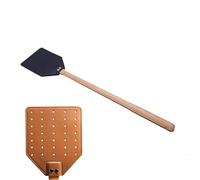 1/2 pièces de tapette à Mouches en Cuir, tapette à Mouches Stable avec Manche en Bois, exterminateur d'insectes pour intérieur extérieur, Tueur de Mouches, tapette à moustiques (Noir)