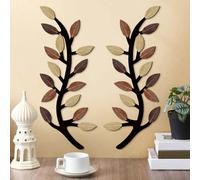 1/2 pièces Décoration murale rétro feuille, ornement suspendu, branche d'olivier et feuille de buisson, décoration murale, pièce suspendue en bois, convient pour le salon, la chambre à coucher, le fon