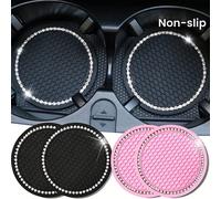 1/2 pièces Dessous de verre pour porte-gobelet de voiture, dessous de verre brillants pour porte-gobelet, tapis de porte-gobelet de voiture antidérapants universels en silicone décoratifs, tapis d'int