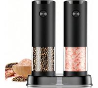 1/2 pièces Ensemble de moulin à sel et poivre électrique, style à piles, épaisseur réglable, facile à remplir, grande capacité améliorée avec lumière LED, moulin à assaisonnement de cuisine. Moulin él