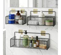 1/2 pièces Étagère de rangement murale pour salle de bain, étagère de salle de bain sans trou, organisateur de caddie de douche avec crochets, pour le rangement mural de la vanité, décoration et acces
