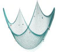 1/2 pièces Filet de pêche décoratif de style méditerranéen, 79 x 38 pouces, décoration murale nautique avec coquillages, bleu clair, Noël 38*79 pouces/100*200 cm * 2 paquets,38*79 pouces/100*200 cm * 
