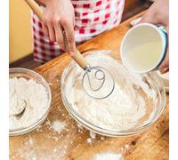 1/2 pièces Fouet à pâte, batteur à œufs avec grattoir à pâte, fabriqué en acier inoxydable de haute qualité avec manche en bois ergonomique, parfait pour faire du pain au levain, de la pâte à pizza et