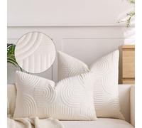 1/2 pièces Housse de coussin décoratif en peluche, housse de coussin matelassée géométrique, housse de coussin rectangulaire de couleur unie douce et moelleuse 40*40,45*45,30*50,50*50UnicolorePolyeste