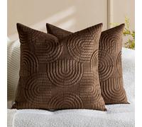 1/2 pièces Housse de coussin décoratif en peluche, housse de coussin matelassée géométrique, housse de coussin rectangulaire de couleur unie douce et moelleuse 40*40,45*45,30*50,50*50UnicolorePolyeste