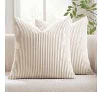 1/2 pièces Housse de coussin décoratif en velours côtelé de couleur crème avec rayures, housse de coussin de canapé, bureau, salon 40*40,45*45,60*60,30*50,50*50Unicolore,Motif texturéPolyester