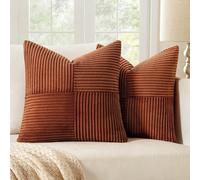 1/2 pièces Housse de coussin décoratif, motif géométrique en patchwork caramel d'Halloween en velours côtelé rayé, coussin de canapé bohème, taie d'oreiller décorative, coussin de canapé, taie d'oreil