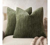 1/2 pièces Housse de coussin décoratif vintage à rayures vert olive (insert de coussin non inclus), 100% polyester tissé, design zippé, lavable en machine, motif géométrique, convient pour le canapé, 