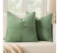 1/2 pièces Housse de coussin, motif rayé en patchwork géométrique vert en velours côtelé, coussin de canapé bohème, housse de coussin décorative, coussin de canapé, housse de coussin décorative, burea