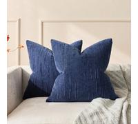 1/2 pièces Housse de coussin rayée vintage bleue (insert de coussin non inclus), 100% polyester tissé, design zippé, lavable en machine, housse de coussin à motif géométrique, convient pour le canapé,