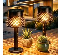 1/2 pièces Lampe de table solaire en plastique creux, lumière d'ambiance vintage pour l'extérieur, décoration lumineuse pour jardin, patio, balcon, camping, interrupteur automatique ABS