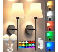1/2 pièces Lampe murale rechargeable avec télécommande (inclut ampoule RGB rechargeable), lampe de chevet, plafonnier, guirlande lumineuse, lumière décorative, convient pour la chambre, le salon, le c