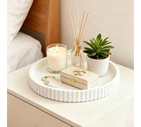 1/2 pièces Plateau rond ondulé blanc, plateau décoratif minimaliste moderne d'été, plat de rangement rond à bord ondulé multifonctionnel, pièce maîtresse de table basse esthétique de luxe, plateau de 