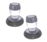 1/2 pièces pour nettoyer, brosse à vaisselle avec distributeur de savon automatique et brosse en acier pour le nettoyage de la cuisine, récipient automatique facile à utiliser, nettoyeur de casseroles