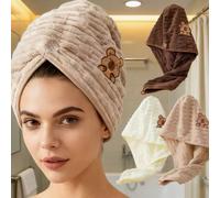 1/2 pièces Serviette de cheveux en fibre de bambou et polaire, sèche rapidement, 25*65cm, design de dessin animé, convient pour la maison, la salle de bain, l'hôtel, les voyages, le lavage du visage e