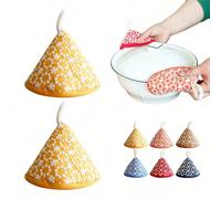 1/2 pièces Set de Maniques Florales Triangulaires Mignonnes Brodées, Résistantes à la Chaleur pour Casseroles, Poêles, Poêles, Isolation Épaissie avec Boucle de Suspension 9*12cmPlantesPolyester