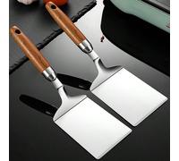 1/2 pièces Spatule polyvalente de cuisine en acier inoxydable avec manche en bois de poirier, convient pour la cuisson des steaks, œufs, pizzas dans la poêle, ustensiles de cuisine, lavable au lave-va