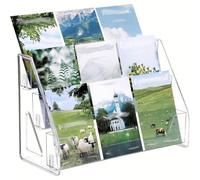 1/2 pièces Support d'affichage transparent, présentoir de cartes de vœux de bureau à 5/3 niveaux, étagère d'affichage de produits de beauté, présentoir de rangement de cartes de pour les fêtes, convie