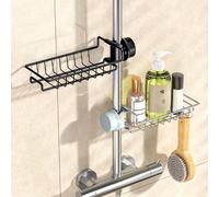 1/2 pièces Support de robinet avec porte-éponge, plateau pour savon et brosse - réglable en hauteur et en direction, parfait pour le rangement des serviettes et du shampoing dans la salle de bain et l