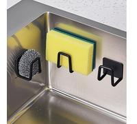 1/2 pièces Support d'éponge sans perçage en acier inoxydable - Égouttoir de cuisine auto-adhésif avec filet de drainage, convient pour les éponges, les brosses, le liquide vaisselle 1 pièce noire,1 pi