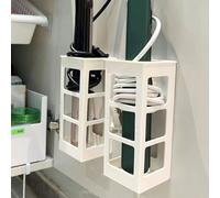 1/2 pièces Support simple pour fer à friser, étagère de rangement murale de salle de bain avec dos adhésif, décoration de chambre, sacs, sac à maquillage, coiffeuse, voyage, sac de voyage, accessoires