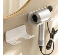 1/2 pièces Support universel pour sèche-cheveux, support mural pour sèche-cheveux avec crochet, organisateur de câble et prise adhésif pour armoire de salle de bain Blanc-1pc,Blanc-2pcsPolychlorures d